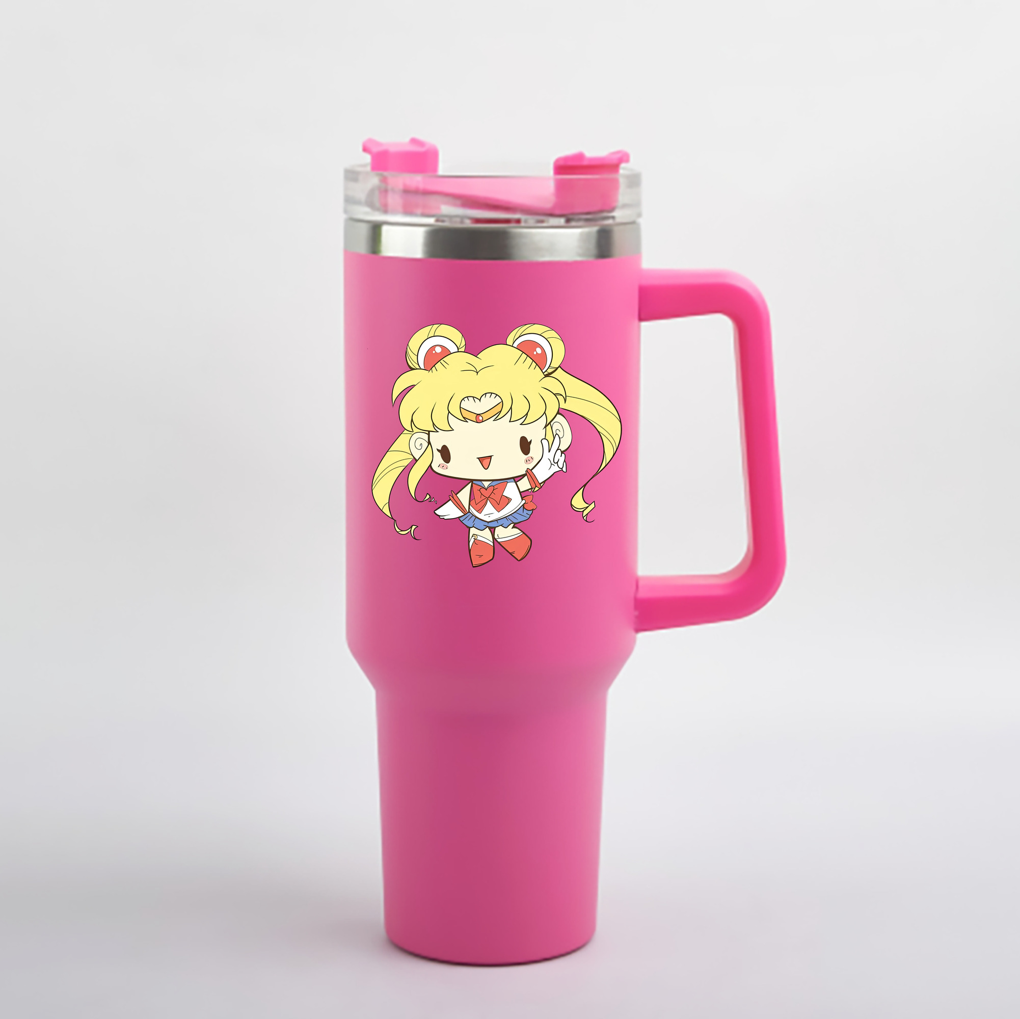 （画像用） 美少女戦士セーラームーン 月野 うさぎ つきの うさぎ Sailor Moon Tsukino Usagi 1200mL車用タンブラー - クリスタルステッカー（プラスチックストロー付き）